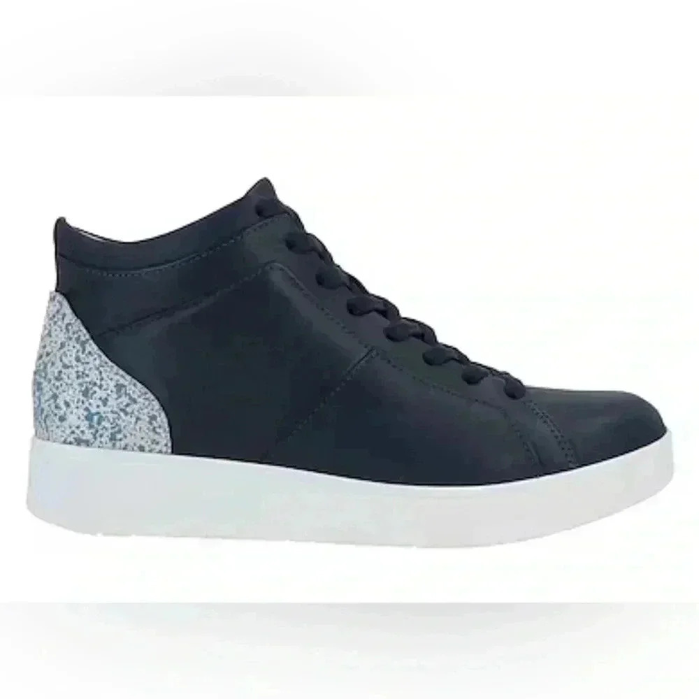 FitFlop Women Rally Glitter High Top Sneaker Maritime Blue 7, 8